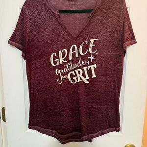 Maurices Maroon Graphic Tee with Inspirational Text